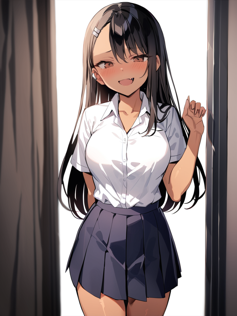 07861-2410046194-_lora_xl_Nagatoro Hayase2-000009_1_,Nagatoro Hayase is a girl with dark skin long black hair and brown eyes, 1girl, skirt, solo,.png